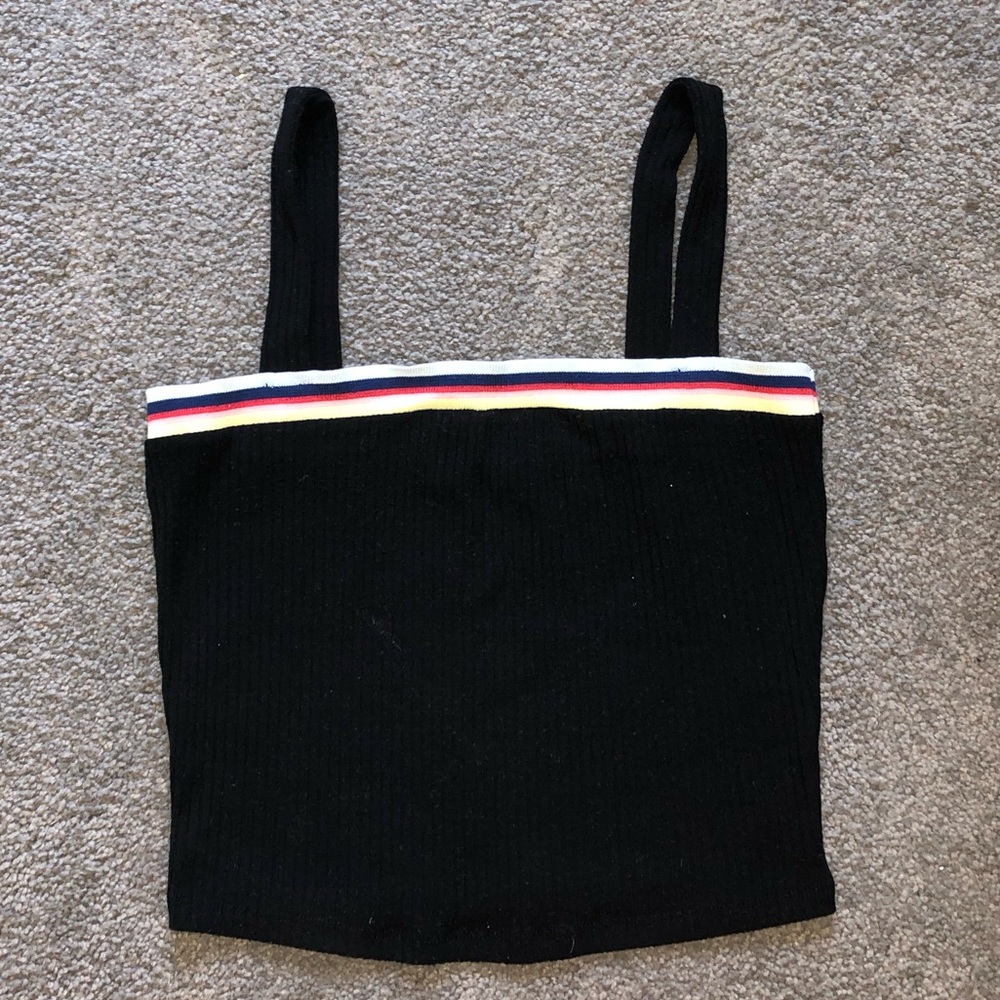 Black Crop Top with Rainbow Edge